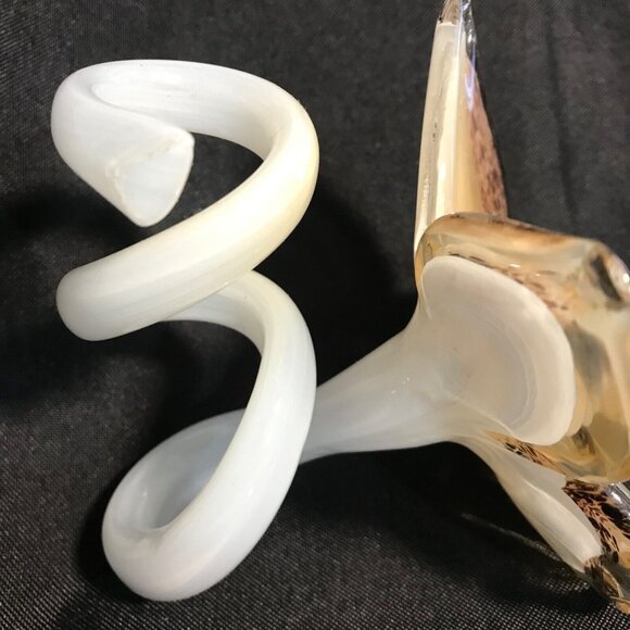 Vintage Murano Style Hand Blown Glass Lily Flower Art Glass Spiral Stem - Picture 8 of 12